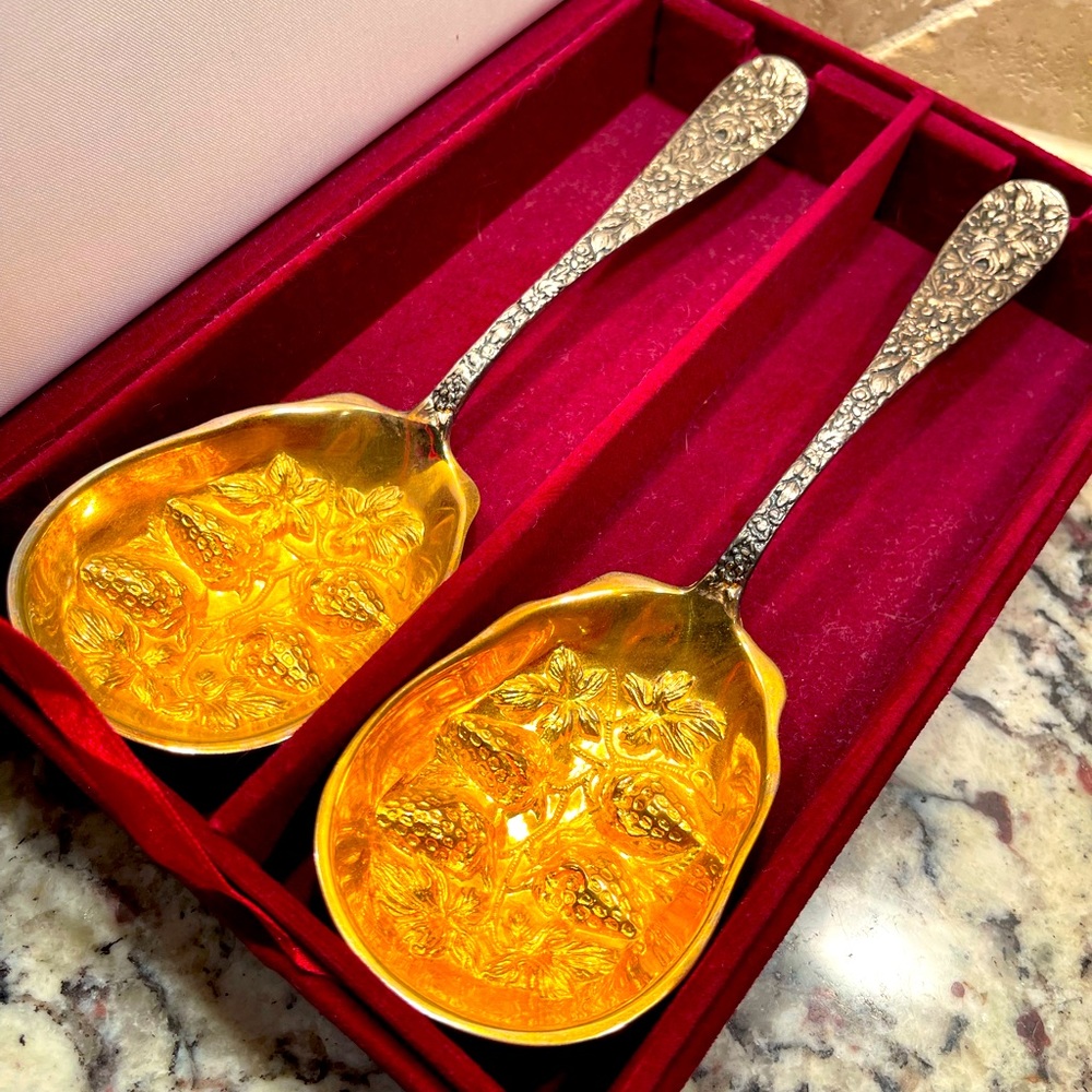 American Silversmith Collection By Godinger Serving Spoons - Berry Pattern